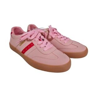 Guess Pink & Red Sneakers Gold Accents Shoes Size 8.5 NWT